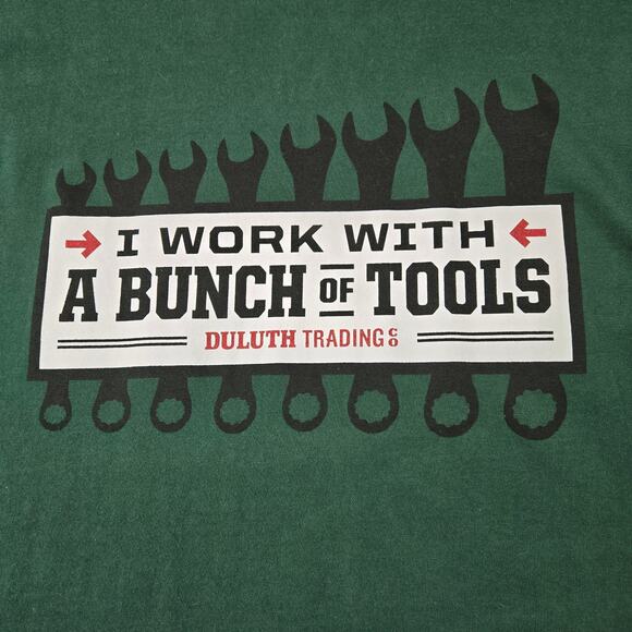 Work with a Bunch of Tools Duluth Trading Dark Green Relaxed Longtail T sz Large - Picture 2 of 7